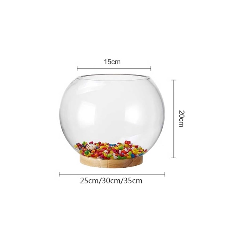 Aquarium Rundes, verdicktes, transparentes Glas-Aquarium for den Schreibtisch, rund, Goldfisch-Aquarium, dekoratives Wohnzimmer-Ornament(30cm)