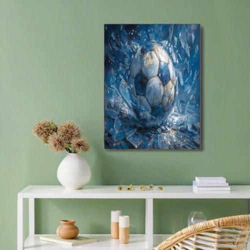 GUCSMN Pósteres en Lienzo El Hielo Agrieta El Fútbol, Cuadros de Pared Arte De La Pintura Al Óleo, Pósteres de Pared, Decoración para Salón Dormitorio, Impresiones Artísticas Sin Marco (50x70cm)