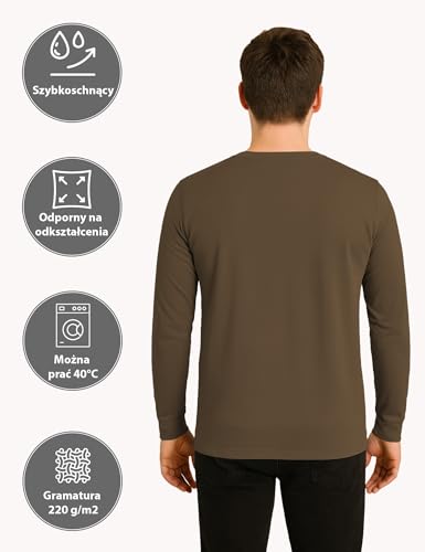 ALPIDEX Koszulka Męska z Długim Rękawem Zestaw 4 Basic 100% Bawełna Elastyczna Podkoszulek Okrągły Dekolt, Rozmiar:S, Kolor:Forest