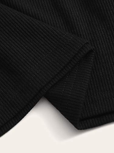 Milumia Girl Casual Mock Neck Cap Short Sleeve Tee Ribbed Knit Solid T Shirt Top Black 10 Years #TOP4
