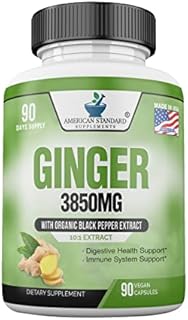 Ginger Root Capsules Organic 3850mg, Ginger Powder, Ginger Supplements, Ginger Capsules, Ginger Pills, Ginger Extract, Organic Ginger Root, Immune Support, Alternative to Ginger Chews, 90 Veg Capsule