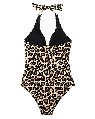 Image of SUUKSESS Women Sexy Tummy Control One Piece Swimsuits Halter Push Up Bathing Suits