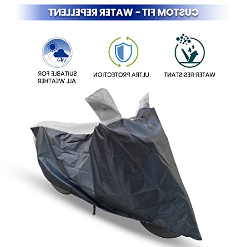 Image of Hunter 350 Two Wheeler Bike Cover Accessories - Dustproof - UV Protection - Premium Bike Cover Black Silver