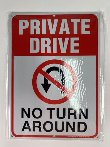 Faittoo Private Drive Sign, No Turn Around Sign, 2 Pack, 35 x 30 cm .040 Rust Free Heavy Aluminum, Reflective, Waterproof - Image 2