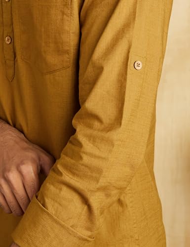 Image of Amazon Brand - Symbol Men's 100% Cotton Solid Short Length Casual Kurta - Regular Fit (Available in Plus Sizes)
