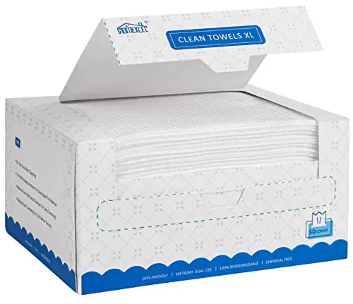 HOMEXCEL Face Towels, Disposable Makeup Remover Wipes Cloth 10&#34; x 12&#34;, Soft Lint Free Facial Cleansing Clean Towels, Biodegradable Dry Wipes Face Cloth for Sensitive Skin,50 Count