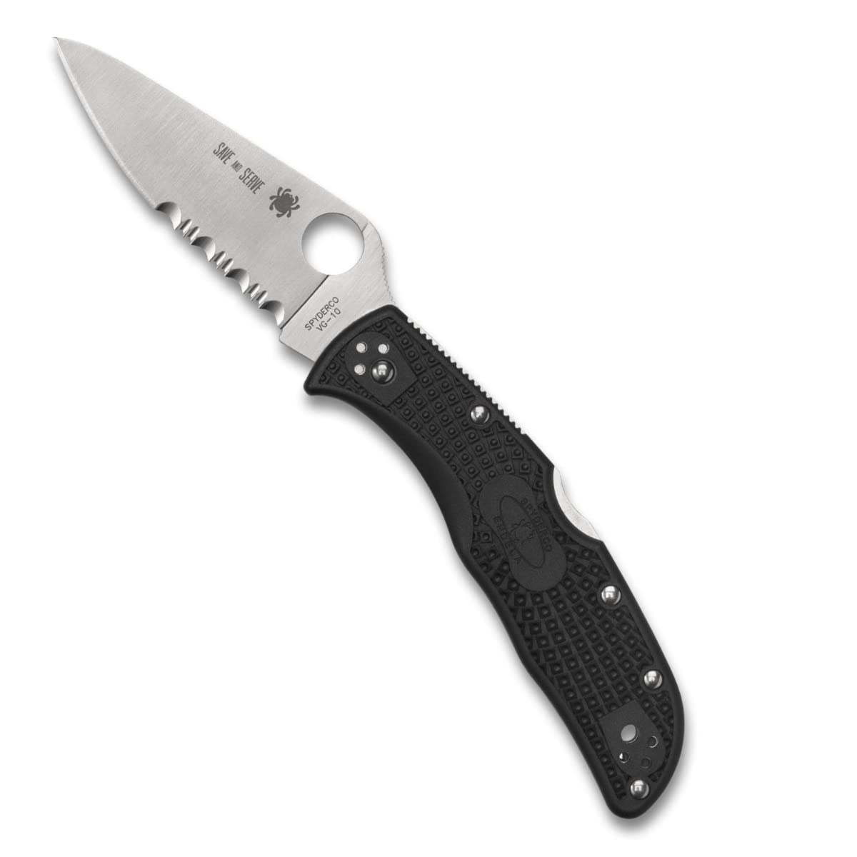 スパイダルコ(Spyderco) エンデラ ブラッ��ク 半波刃 C243FPSBK 全長:206mm