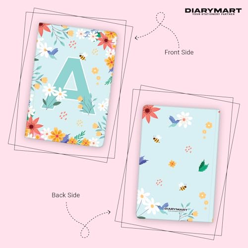 Image of Initial A Premium Soft Bound Notebook Diary for Girls and Women (B6, 90 GSM, 160 Ruled Pages) Floral Design Notebook Journal Diary
