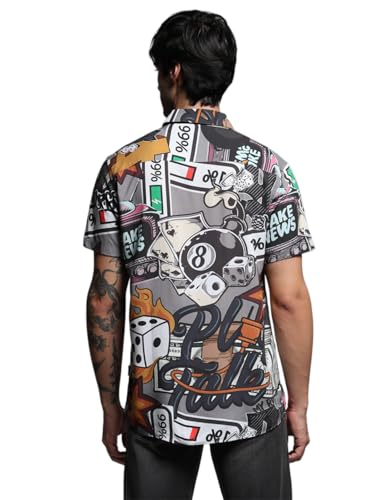 Image of Jack & Jones Men Spread Collar Graphic Printed Cotton Relaxed Fit Casual Shirt