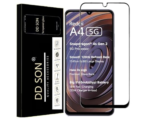 Image of DD SON Premium HD+ Tempered Glass Screen Protector Guard Compatible For Redmi A4 5G / 14C 5G / C75 /C71 5G Edge to Edge Coverage With Easy installation kit for Smartphone