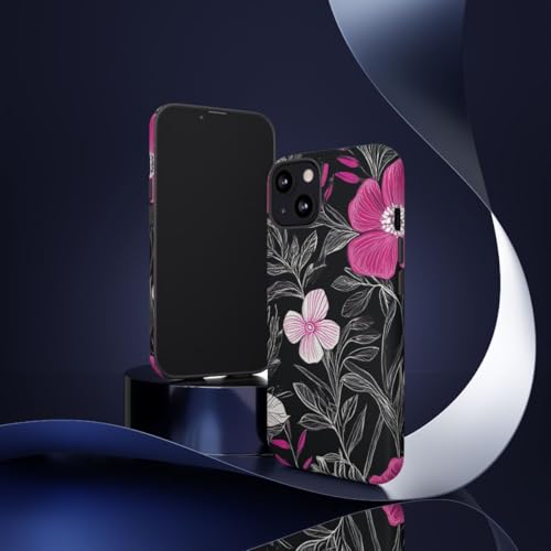 Coque iPhone 13 rigide mate florale rose et blanche - 2