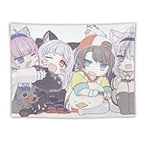 壁タペストリー かわいいアニメ柄 VTUBER 湊様 あくたん 塩っ子 布ポスター 壁掛け タペストリー 大判 【雰囲気転換 背景 多機能】 室内装飾 部屋飾り 模様替え モダン 装飾用品 寝室 リビングルーム 寮の飾り小物 窓カーテン 簡単にかける 60"x80"