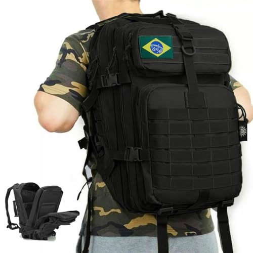 50L Mochila para Viagem Impermeável Masculina Adequado para Trekking, Acampamento.(Preto)