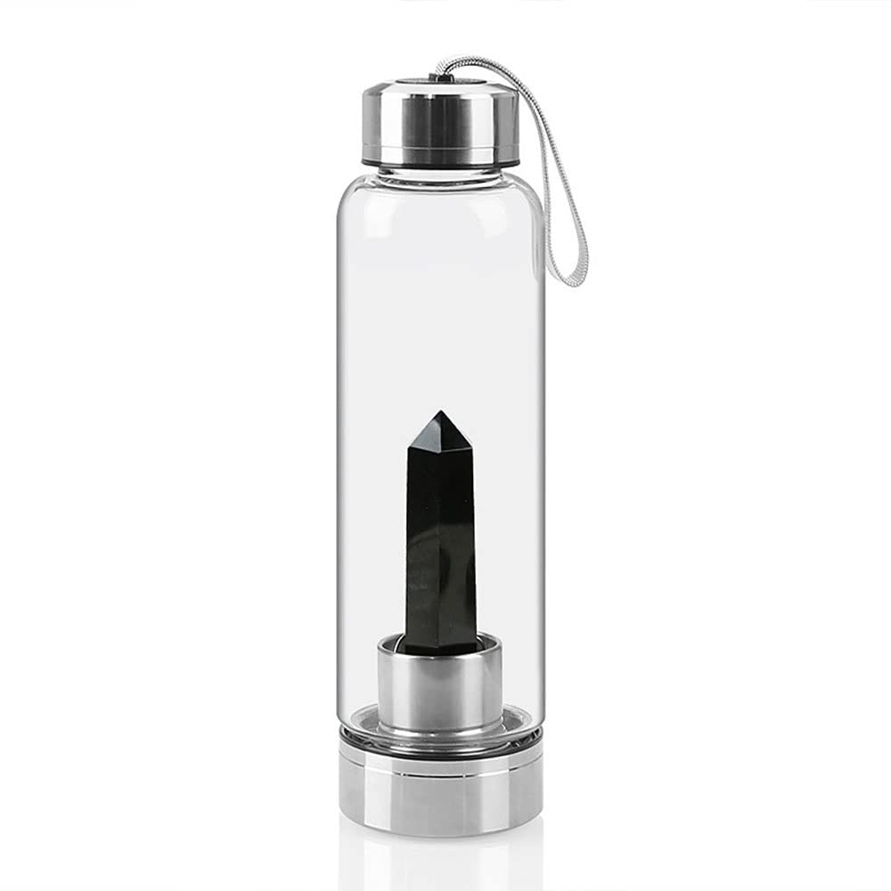 Bouteille d'eau en verre réutilisable avec cristal de quartz