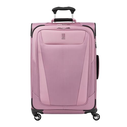 Travelpro Maxlite 5 Softside Expandable Luggage with 4 Spinner Wheels, Lightweight Suitcase, Men and Women, Orchid Pink Purple, Checked-Medium 25-Inch