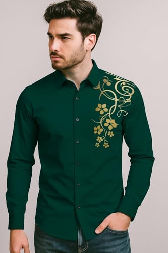 Image of Men's Solid Cotton Regular Fit Full Sleeve Collared Neck Casual Shirt for Men Stylish Latest, Formal