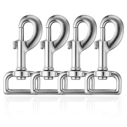 4 Stück Karabiner mit Drehgelenk, Silber Haken mit Drehgelenk, Karabiner, Haken mit Drehgelenk, für Hundehalsband, für Hundehalsband Eimer Hängematte Pferd Tack