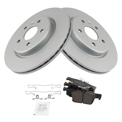 Image of TRQ Rear Brake Pad and Rotor Set Ceramic Coated Rotors