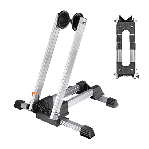 RELIANCER Sports Foldable Alloy Bicycle Stand Bike Floor Parking Rack Steady Wheel Holder