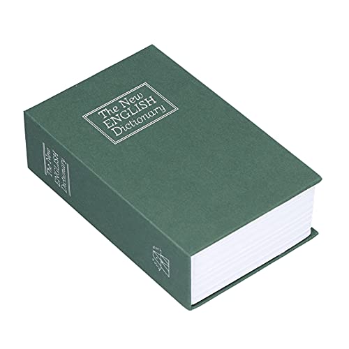 Yosoo Health Gear Dictionary Book Safe, Mini Simulation Book Security Box with Combination Lock, Stainless Steel Interior Cash Storage Solution for Home Office, Green Paper Texture Design