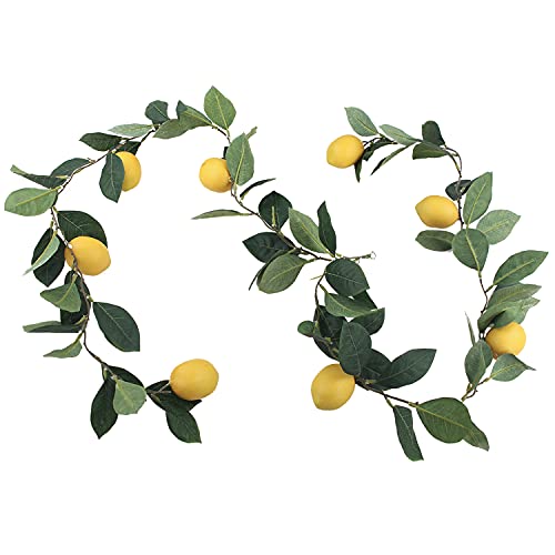 Rinlong 6.4Ft Artificial Lemon Garland With Greenery Fake Lemon Decor For Lemon Wreath Lemon Table Decor Party Kitchen Decorations Fruit Decor Summer Garland For Fireplace Farmhouse Decor #TOP6