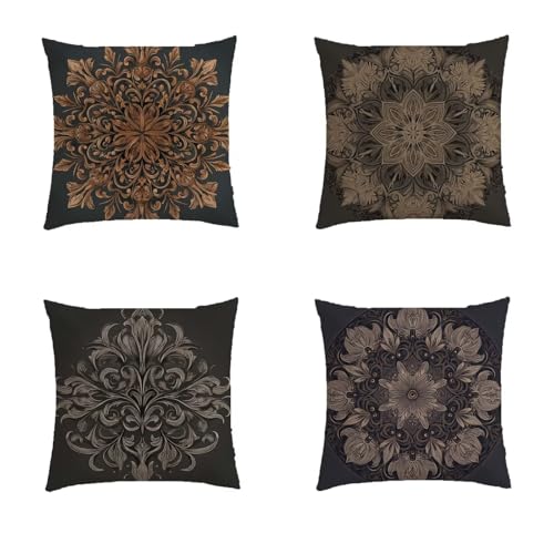 Housse de coussin 40x40cm ocre déhoussable avec zip invisible - 2