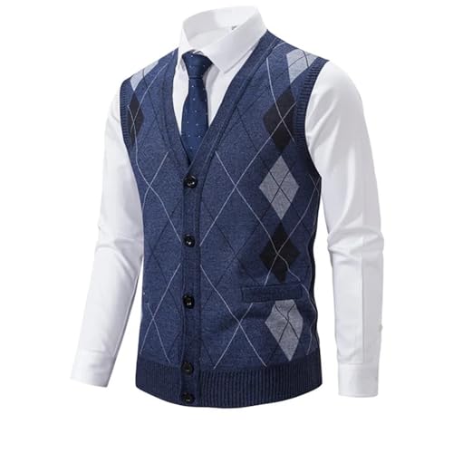 Men Autumn Sweater Vests Waistcoats Male Sleeveless Sweaters Winter Outwear Vests(Blue,L Asia Size)3