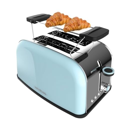 Cecotec Tostador Vertical Toastin' Time 850 Blue, 850W, Doble ranura corta y ranura ancha 3,8cm, Varillas Superiores, Acero Inoxidable, Apagado y Pop-up Automático, Recogemigas