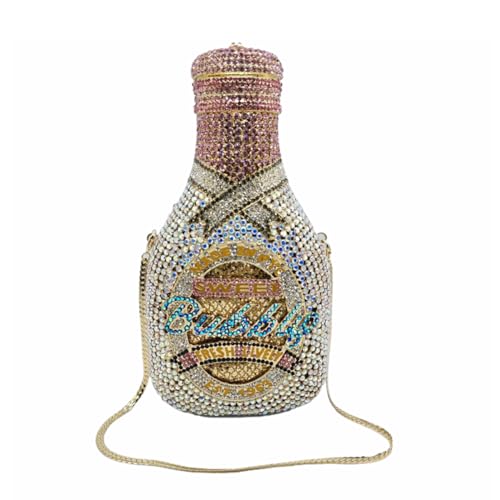 Image of Rhinestone Champagne Bottle Clutch, Luxury Evening Bag for Women
