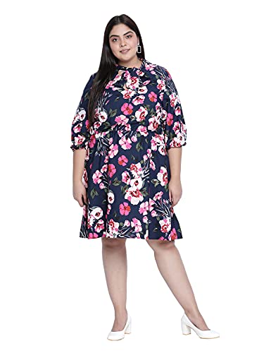 Image of oxolloxo Plus Size Printed Tie Knot Dress