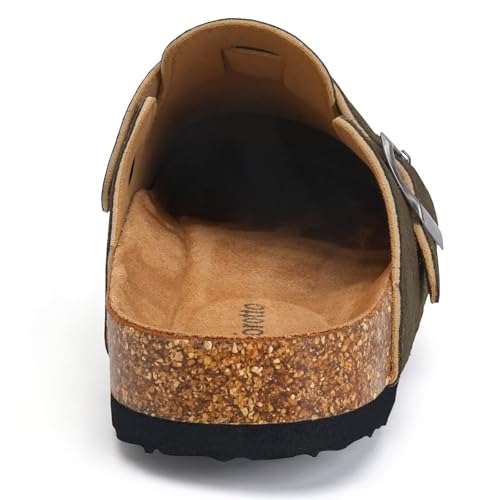 Image of Torotto Womens Clogs Cork Footbed Suede Slippers Arch Support Potato Shoes with Adjustable Buckle
