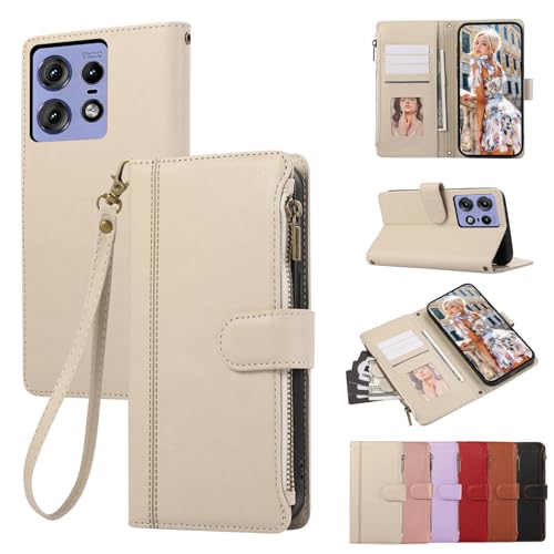 KW-LINK 用の Motorola Edge 50 Pro/Edge 50s Pro ケース 手帳型 小銭入れ ファスナー型 携帯カバー エッジ50s pro ケース コインポケット カード収納 財布型 モトローラ適用 エッジ50プロ 手帳型ケース スタンド機能 マグネット式 Edge50Pro スマホケース 同色ストラップ付き 薄型 耐衝撃 - ホワイト