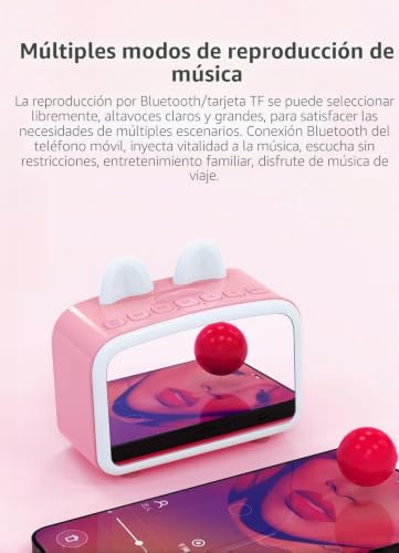 Altavoz Bluetooth con reloj despertador rosa contra las mañanas difíciles en casa 4