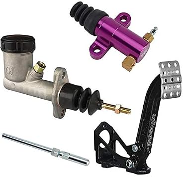 Speedway Motors Hydraulic Clutch Floor Mount Pedal Kit with Wilwood 61 Ratio Pedal, 3/4 Inch Bore Clutch Master Cylinder, Push-Type Slave Cylinder and Adjustable Pushrod