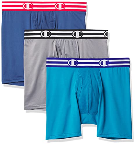 Champion Men s Performance Boxer Brief (Pack of 3), Concrete Regal Navy Rockin  Teal, X Large