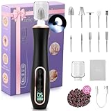 Professional Manicure Pedicure Kit, Cordless Electric Nail File Set, 360° LED Light Nail Drill Machine with LCD Display, 10 Speeds Rechargeable Nail Drill for Gel Nail Thick Toe Nails Christmas Gifts