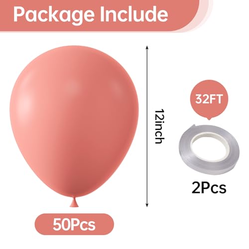 Image of KALOR 12 Inch Coral Coral Red Balloons, 50 Pcs Latex Helium Balloons for Kid's Birthday Party, Baby Shower, Wedding, Graduate Party Decorations