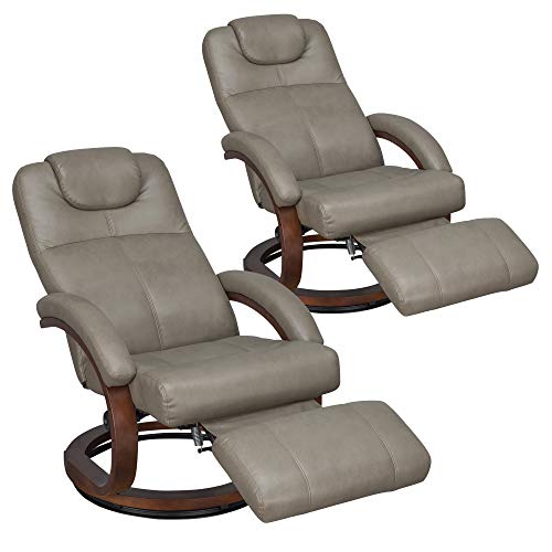Sillón reclinable moderno de piel sintética beige miniatura 1