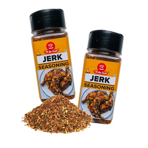 EL The Cook Jamaican Jerk Seasoning Mix | Marination Spice Rub for Spicy and Smoky Chicken, Paneer and Roasted Vegetables | Resealable Ziplock Pouch, Natural, Vegan, Gluten-free | Pack of 2 x 50g