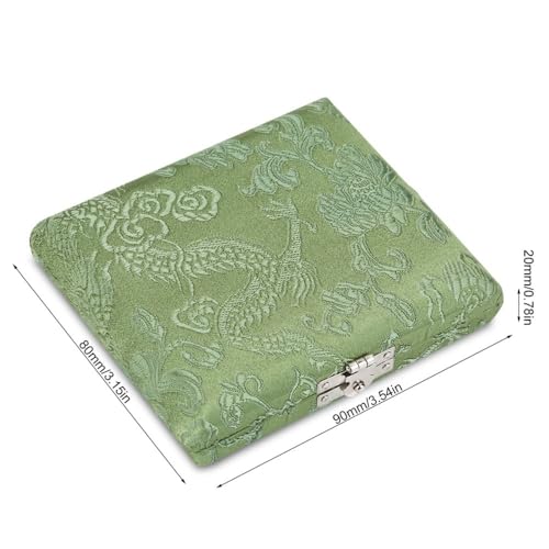 Chiffonade Oboe Reed Case with Wooden & Silk Cloth Cover Reed Storage Holder for 6pcs Oboe Reeds Maple Wooden(Green)