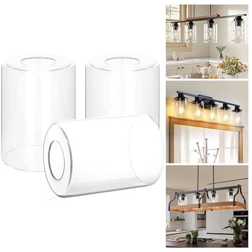 GO&SO 3Pcs Clear Glass Lamp Shade,5.9" H,3.94" D,Pendant Light Shades