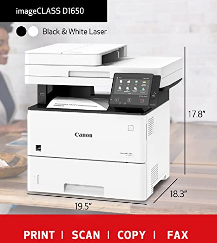 Canon Imageclass D1650 All-In-One Wireless Monochrome Laser Printer - Print Scan Copy Send Fax - 45 Ppm, 600 X 600 Dpi, 5" Touch Panel, 1Gb Memory, Auto 2-Sided Printing, 50-Sheet Adf, Ethernet, Nfc #TOP3