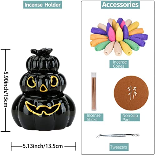 Xudrez Incense Waterfall Burner, Backflow Incense Holder Halloween Pumpkins Incense Burner With 20 Backflow Incense, Aromatherapy Ornament Home Decor For Spa Office Bedroom Yoga (947019 Black) #TOP1