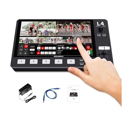 FEELWORLD Comutador multivídeo 10,1 polegadas FHD LCD tela sensível ao toque 4X HDMI 1x entrada SDI USB3.0 saída 5 canais mixer de transmissão ao vivo L4