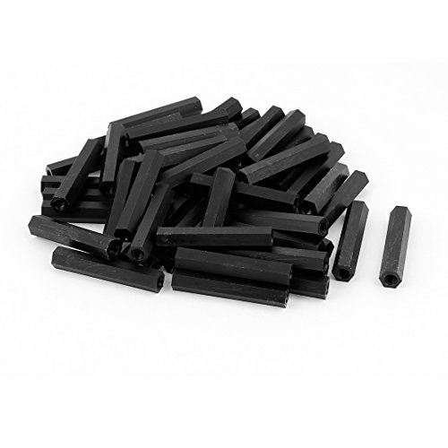 Aexit M4x40mm Female Amplifier Installation Thread Nylon Hex Standoff Spacer Pillar Heat-Shrink Tubing Black 50pcs