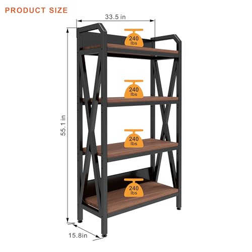 KEIKI 4-Tier Kitchen Bakers Rack with Storage, 55'' Microwave Stand, Bookcase Shelf Adjustable Shelves Freestanding, Bakers Rack for Kitchen, Garage, Pantry, Bathroom by KEIKI - Image 3
