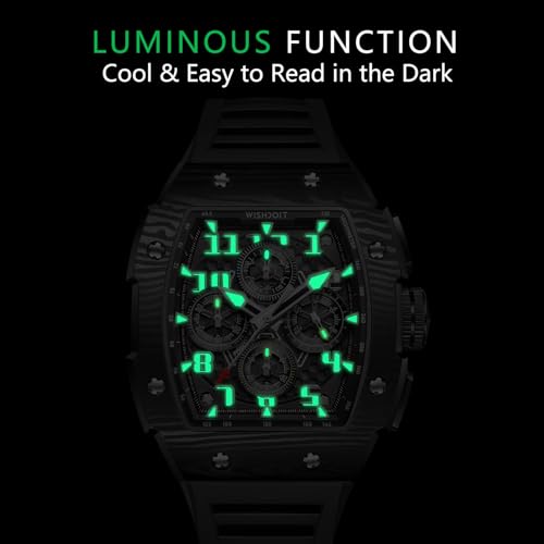 Montre chronographe WISHDOIT GT bracelet caoutchouc calendrier date - 4