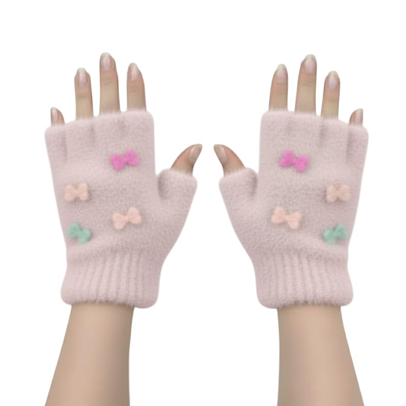 Winter Gloves for Women Fashion Knitted Hand Gloves | Soft Acrylic Wool Half Finger Warm Mitten Gloves for Boys and Girls Fingerless Rabbit Ears Glove-image-8