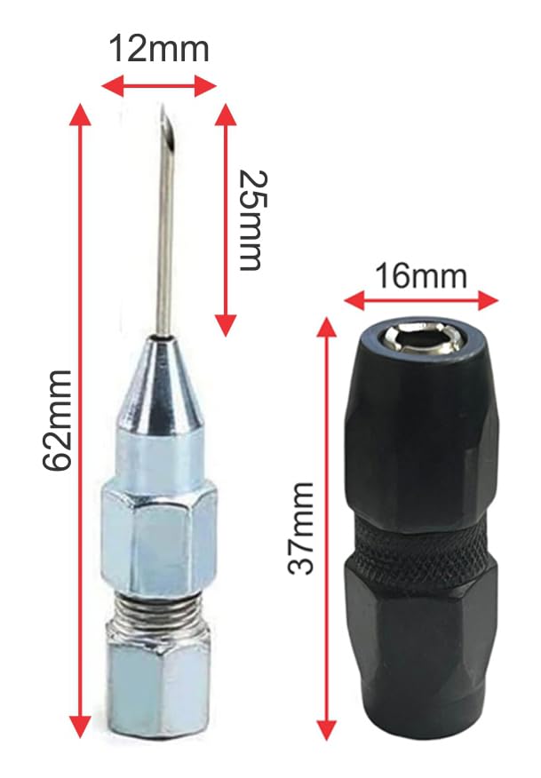 EPITECH MART Standard Coupler 4 Jaw Black Grease Gun Adaptor Heavy Duty & Greease Gun Needle Tip Nozzle 1