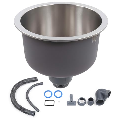 Image of Changor Mini Round Sink, Stainless Steel Basin Single Bowl, Inset Kitchen Sink with Drain Accessories for Bar Small Restaurant(30cm Diameter), Kitchen Essential